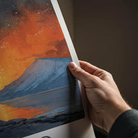 Abisko Poster - Sweden Travel Illustration - Fiery Sky Lake Wall Decor