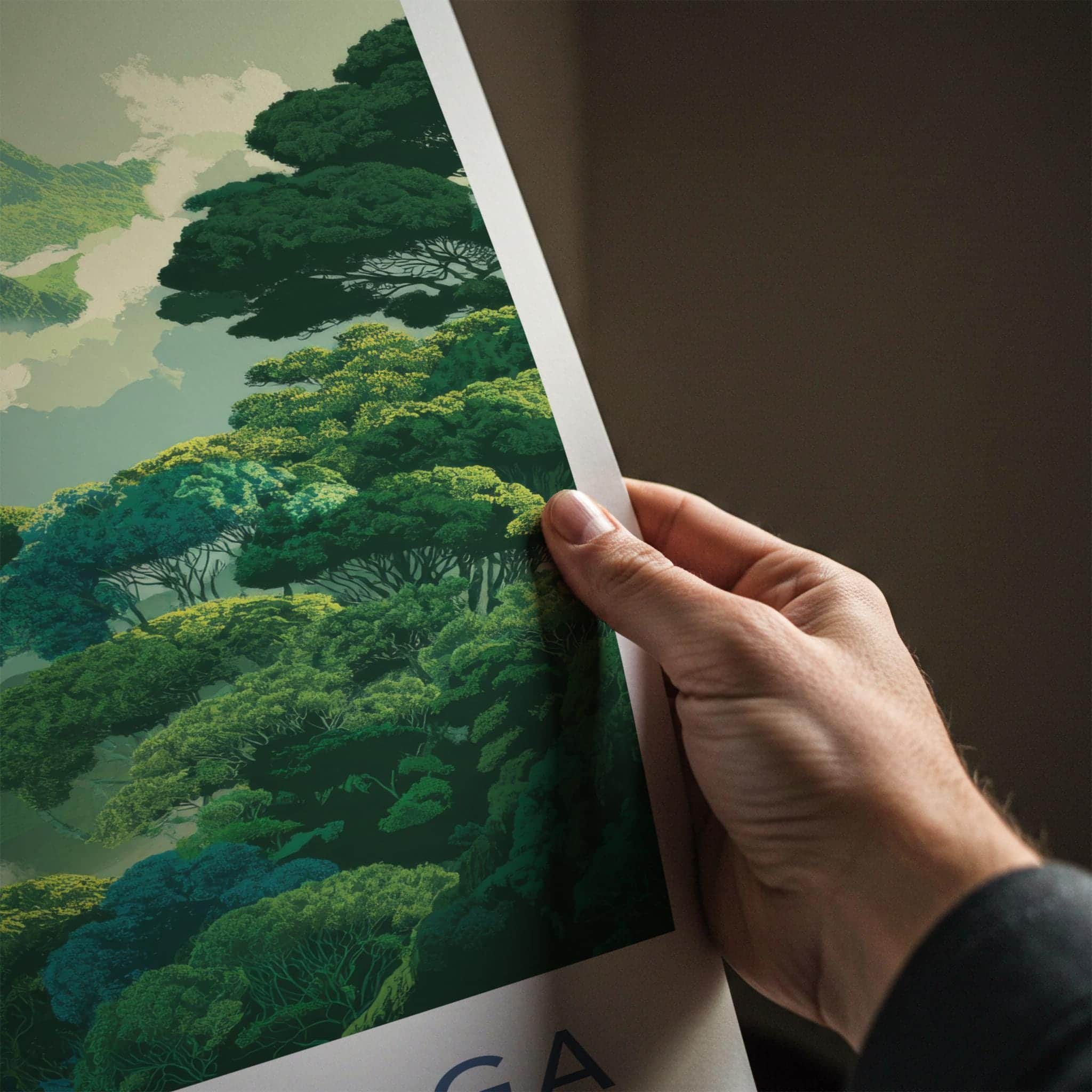 Abra Malaga Poster - Peru Travel Illustration - Misty Mountain Forest Wall Decor