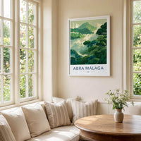 Abra Malaga Poster - Peru Travel Illustration - Misty Mountain Forest Wall Decor