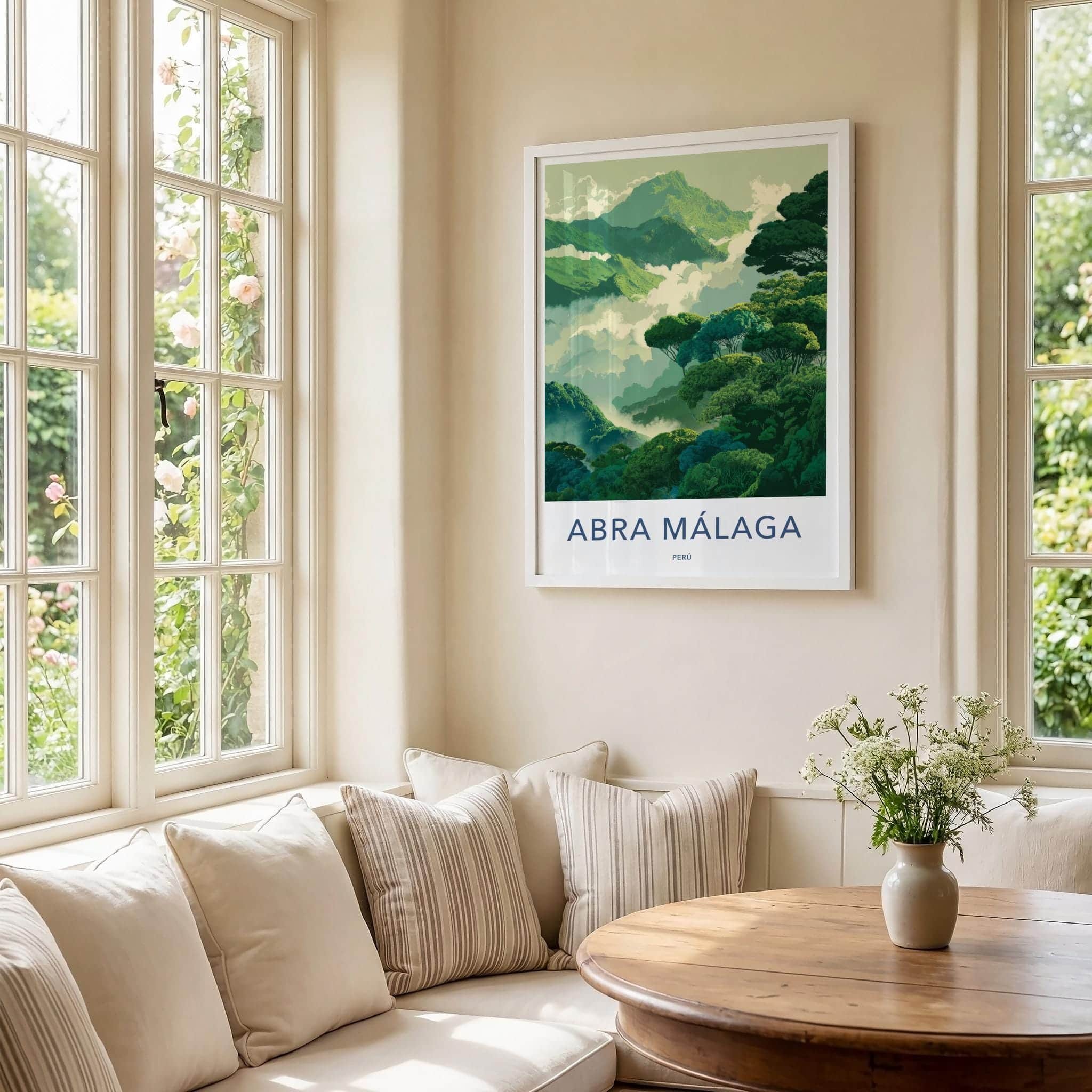 Abra Malaga Poster - Peru Travel Illustration - Misty Mountain Forest Wall Decor