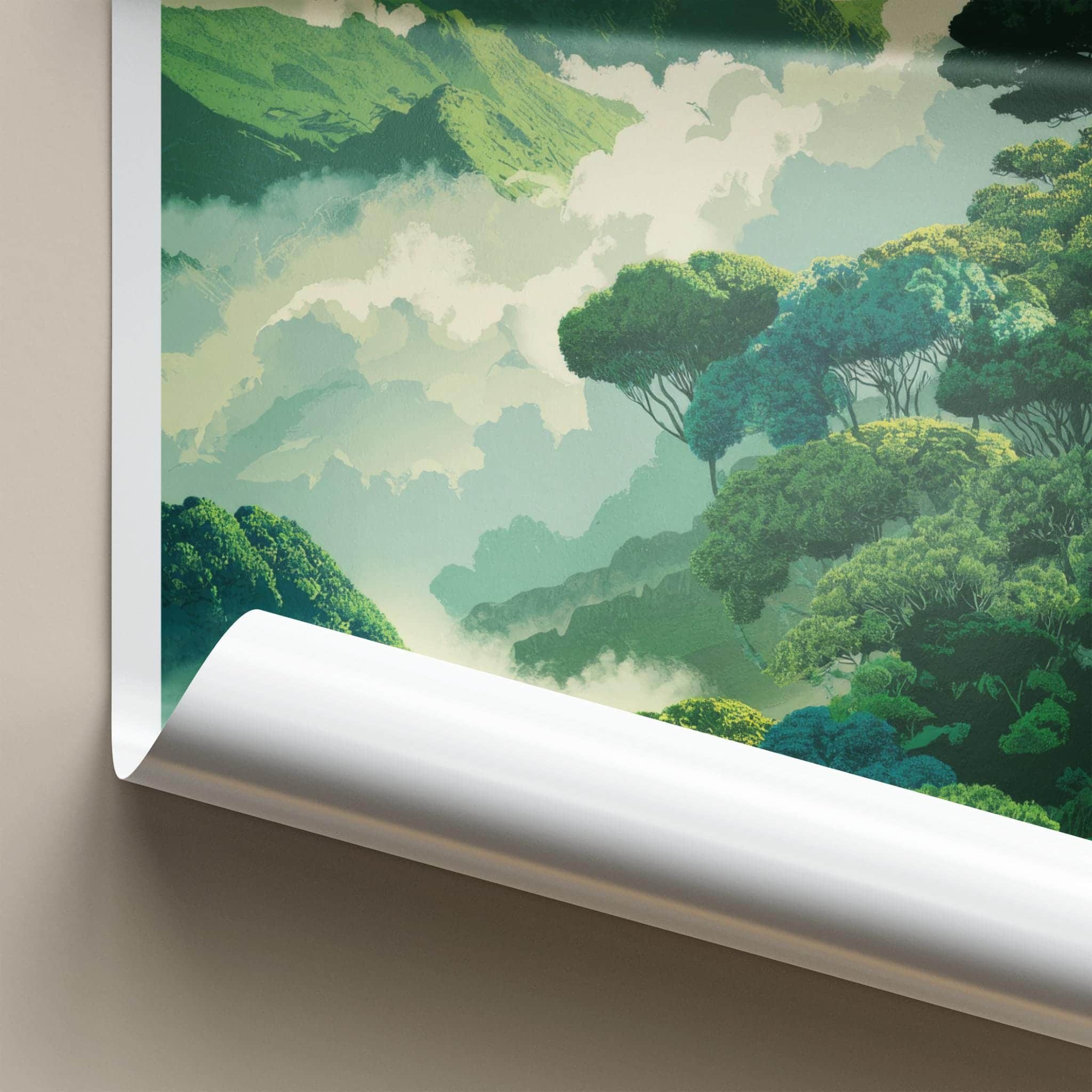 Abra Malaga Poster - Peru Travel Illustration - Misty Mountain Forest Wall Decor