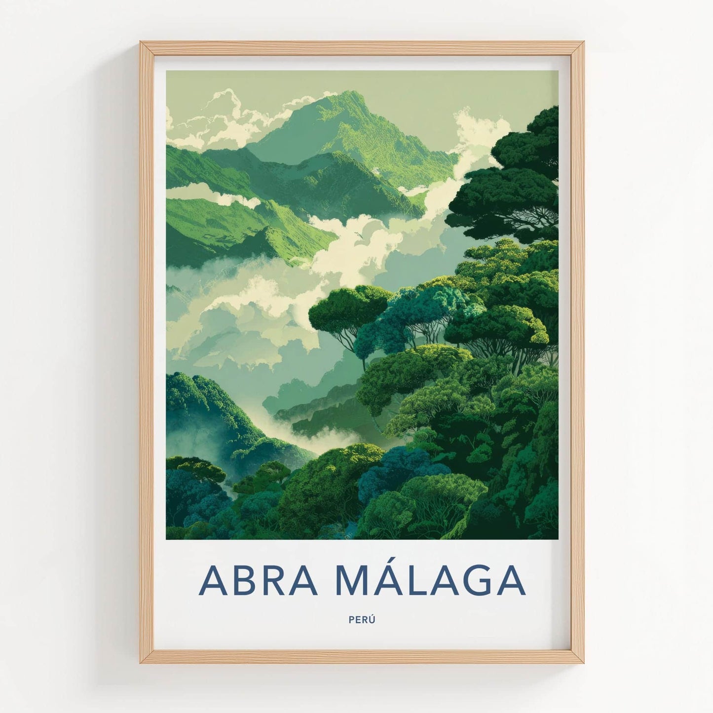 Abra Malaga Poster - Peru Travel Illustration - Misty Mountain Forest Wall Decor