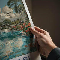 Abu Dhabi Poster - United Arab Emirates Travel Art - Grand Mosque Oasis Home Decor