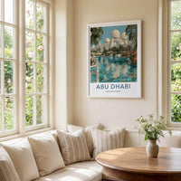 Abu Dhabi Poster - United Arab Emirates Travel Art - Grand Mosque Oasis Home Decor