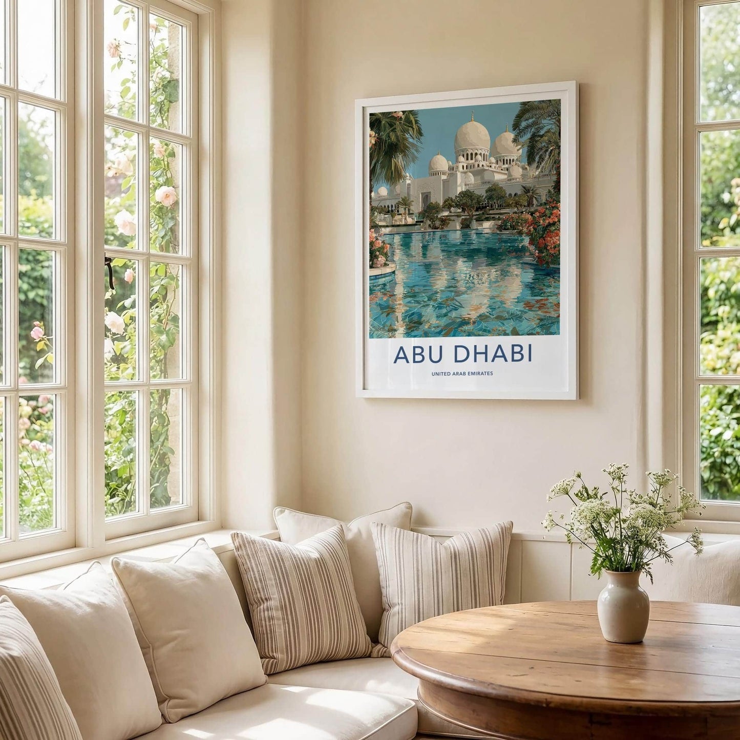 Abu Dhabi Poster - United Arab Emirates Travel Art - Grand Mosque Oasis Home Decor