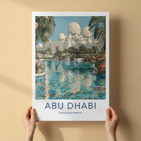 Abu Dhabi Poster - United Arab Emirates Travel Art - Grand Mosque Oasis Home Decor