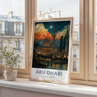 Abu Dhabi Poster - United Arab Emirates Travel Art - Luminous Cityscape Wall Decor