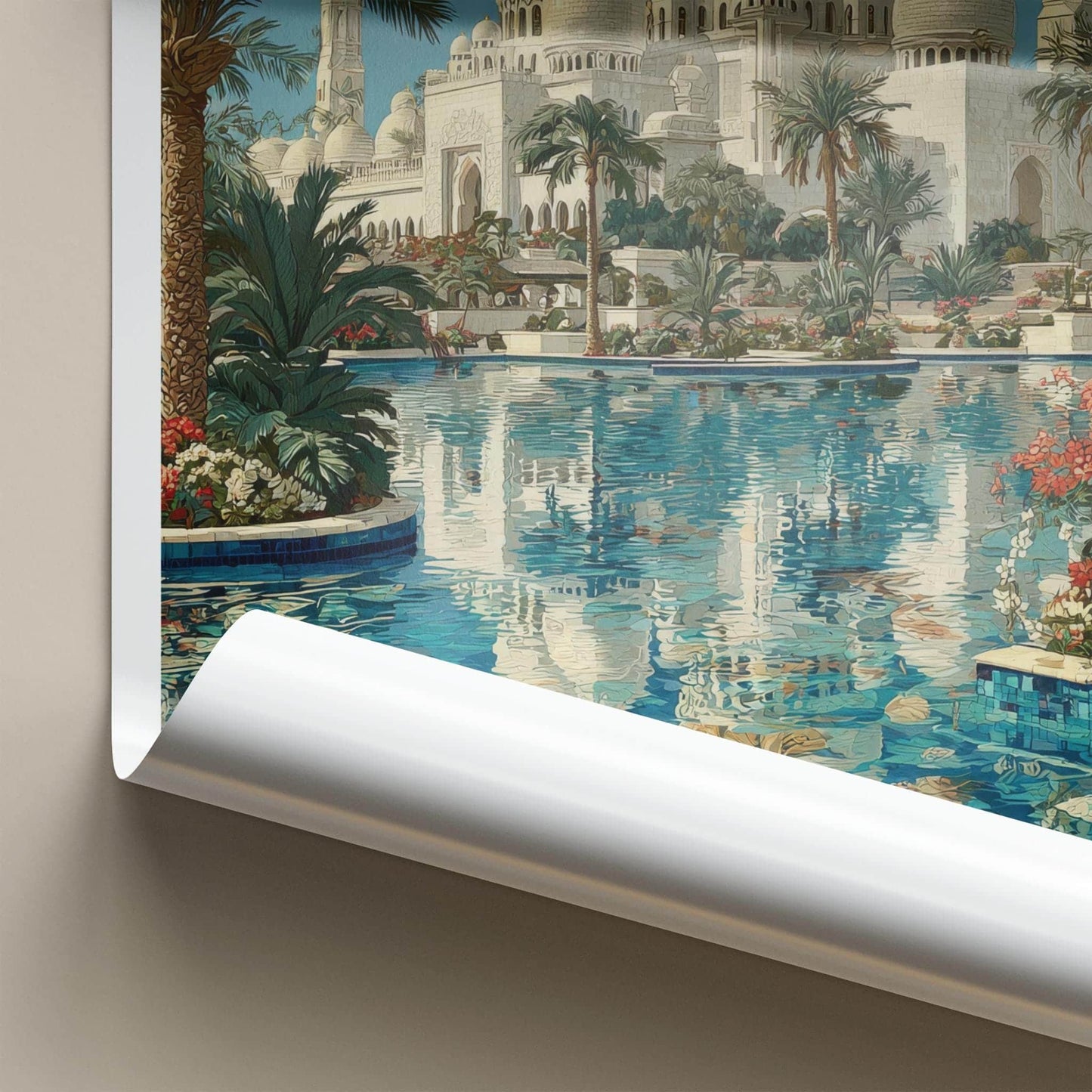 Abu Dhabi Poster - United Arab Emirates Travel Art - Mosque Reflection Wall Decor