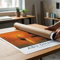 Abu Dhabi Poster - United Arab Emirates Travel Art - Orange Sunset City Decor