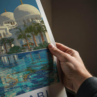 Abu Dhabi Poster - United Arab Emirates Wall Art - Mosque Pool View Gift