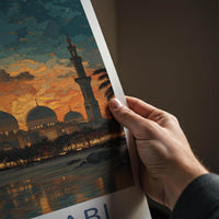 Abu Dhabi Poster - United Arab Emirates Wall Art - Skyline dusk Gift