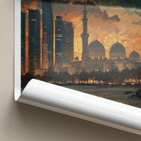 Abu Dhabi Poster - United Arab Emirates Wall Art - Skyline dusk Gift
