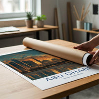Abu Dhabi Poster - United Arab Emirates Wall Art - Skyline dusk Gift