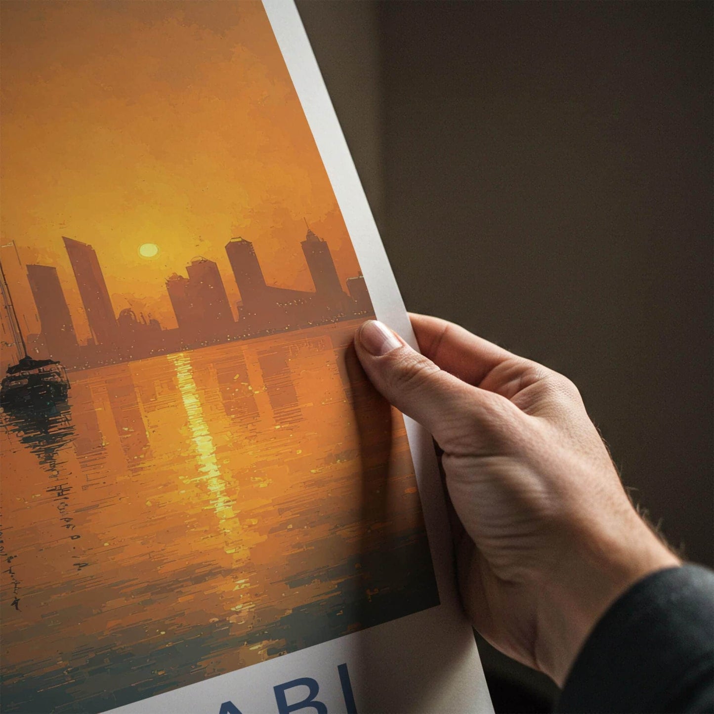 Abu Dhabi Poster - United Arab Emirates Wall Art - Sunset Cityscape Home Decor