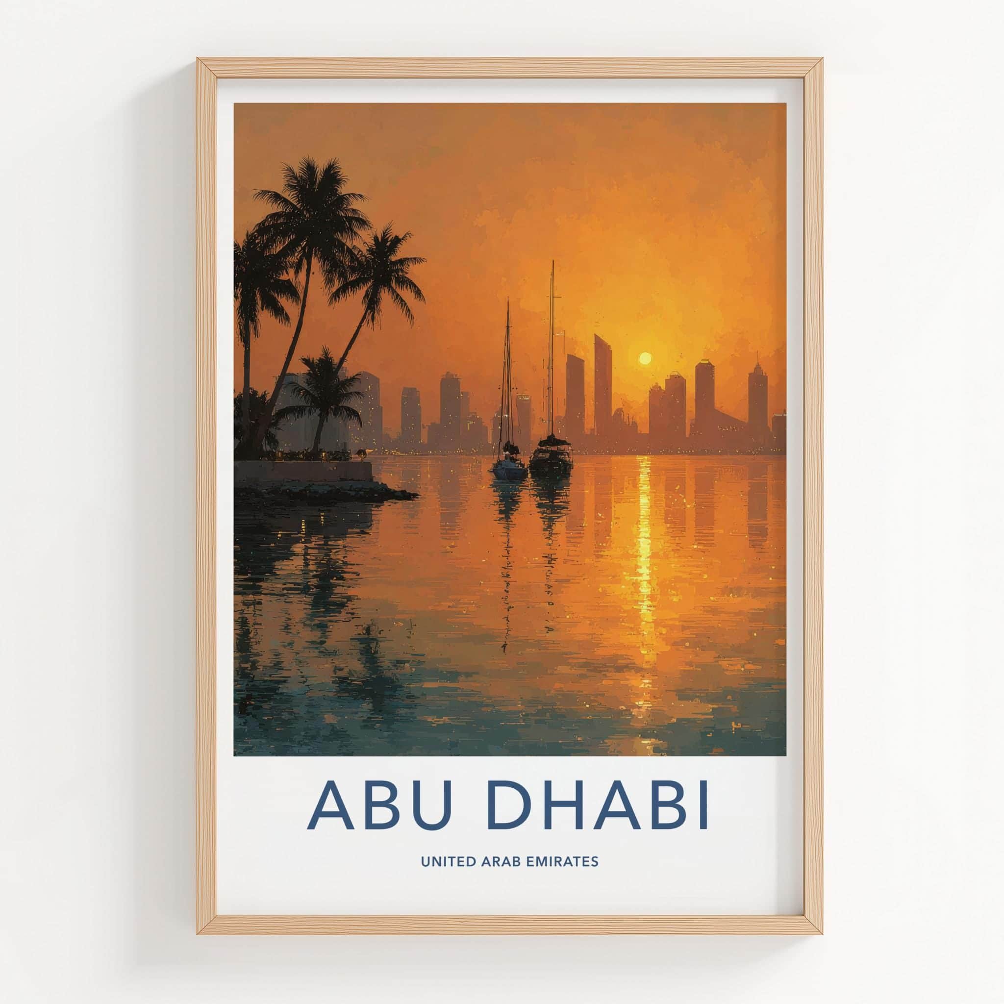 Abu Dhabi Poster - United Arab Emirates Wall Art - Sunset Cityscape Home Decor