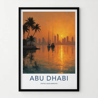 Abu Dhabi Poster - United Arab Emirates Wall Art - Sunset Cityscape Home Decor