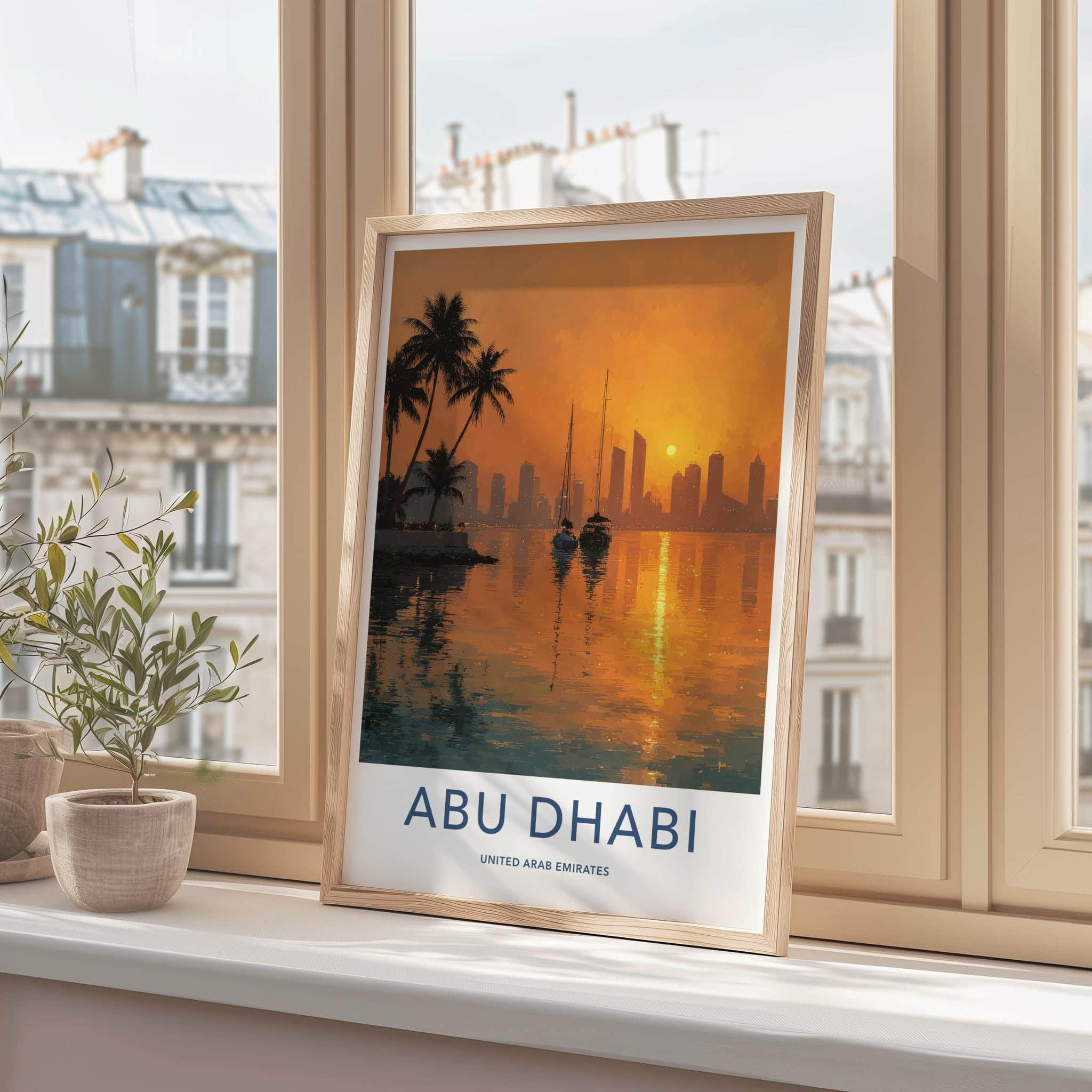 Abu Dhabi Poster - United Arab Emirates Wall Art - Sunset Cityscape Home Decor
