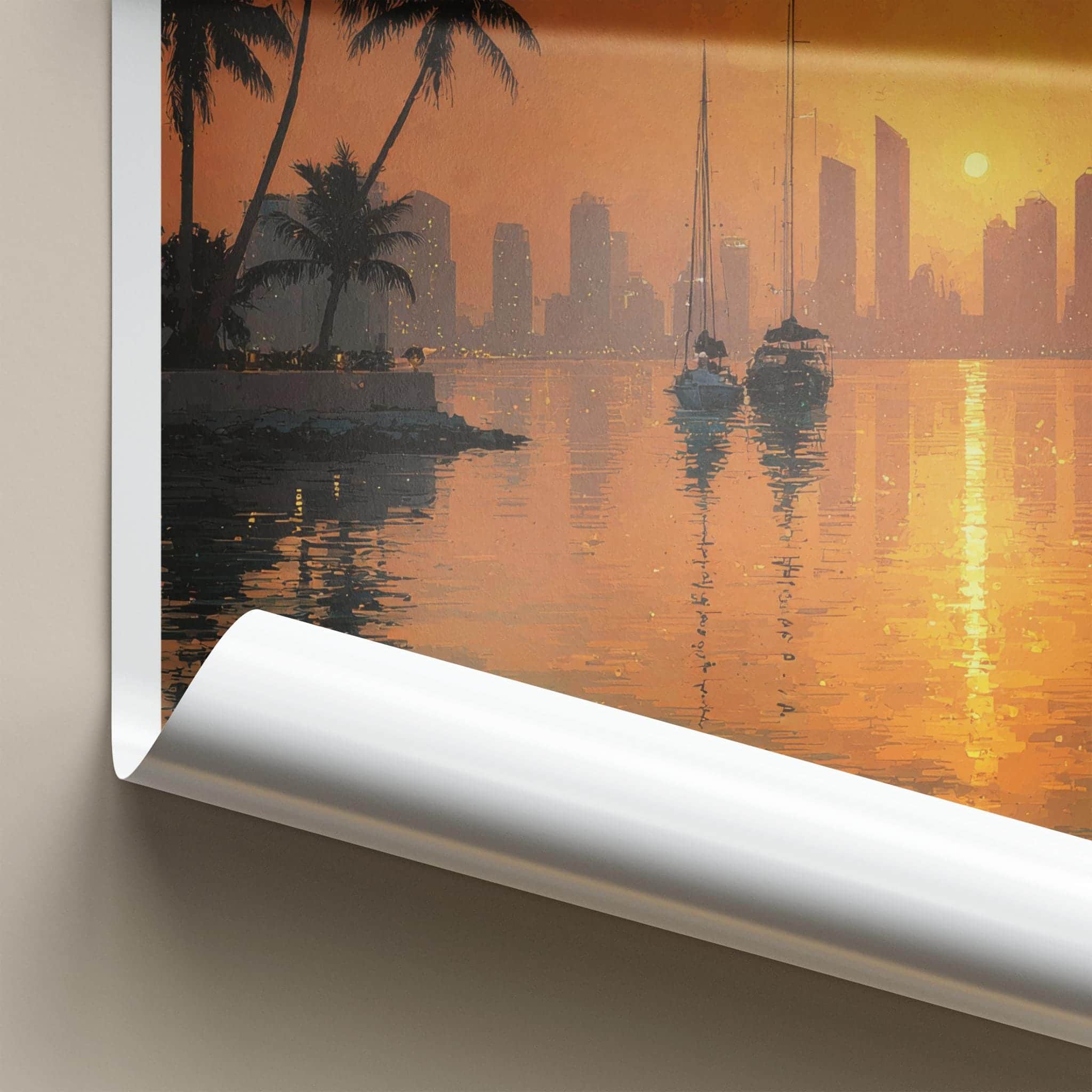 Abu Dhabi Poster - United Arab Emirates Wall Art - Sunset Cityscape Home Decor