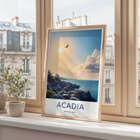 Acadia National Park Poster - Maine Travel Art - Eagle Coastal Sunset Home Decor