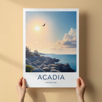 Acadia National Park Poster - Maine Travel Art - Eagle Coastal Sunset Home Decor