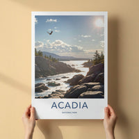Acadia National Park Poster - Maine Travel Art - Flying Eagle Coastline Home Decor
