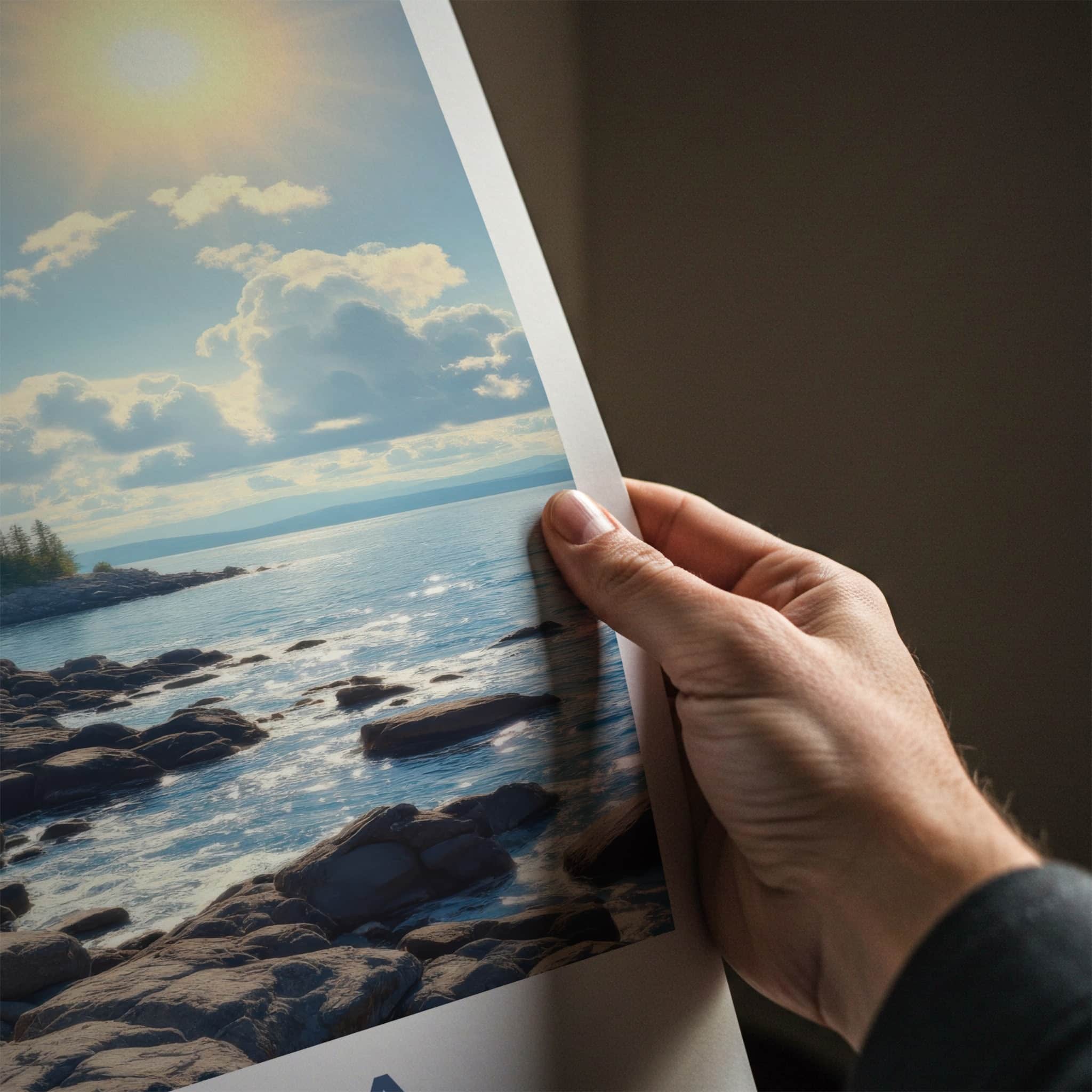 Acadia Poster - Maine Framed Print - Sunlit Coastal Vista Framed Decor