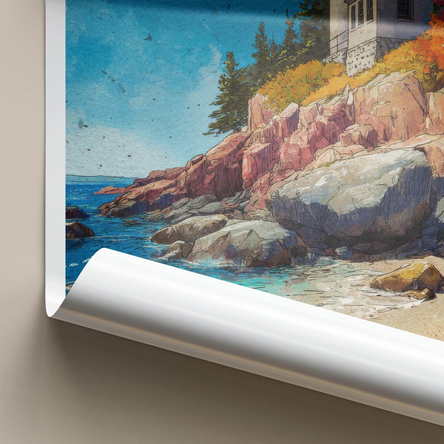 Acadia Poster - Maine Wall Art - Coast Rocks Gift