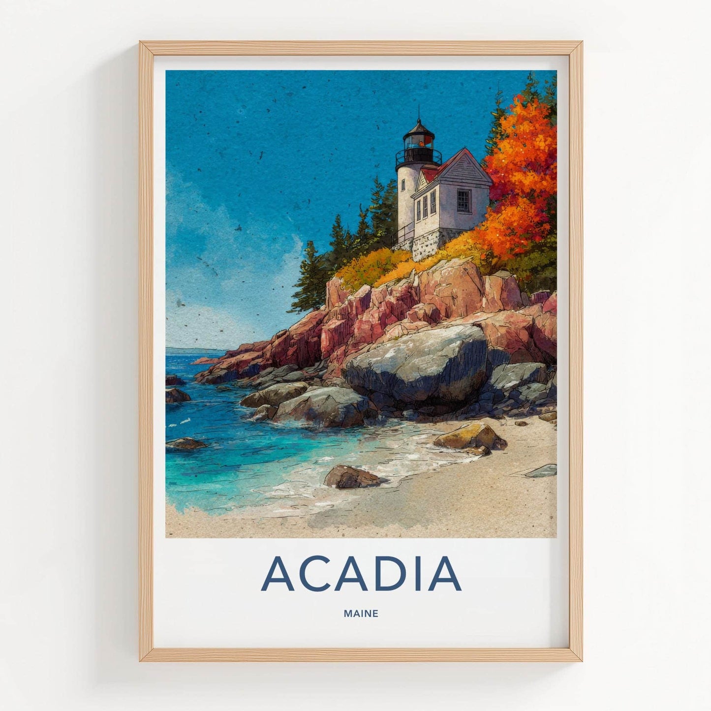 Acadia Poster - Maine Wall Art - Coast Rocks Gift