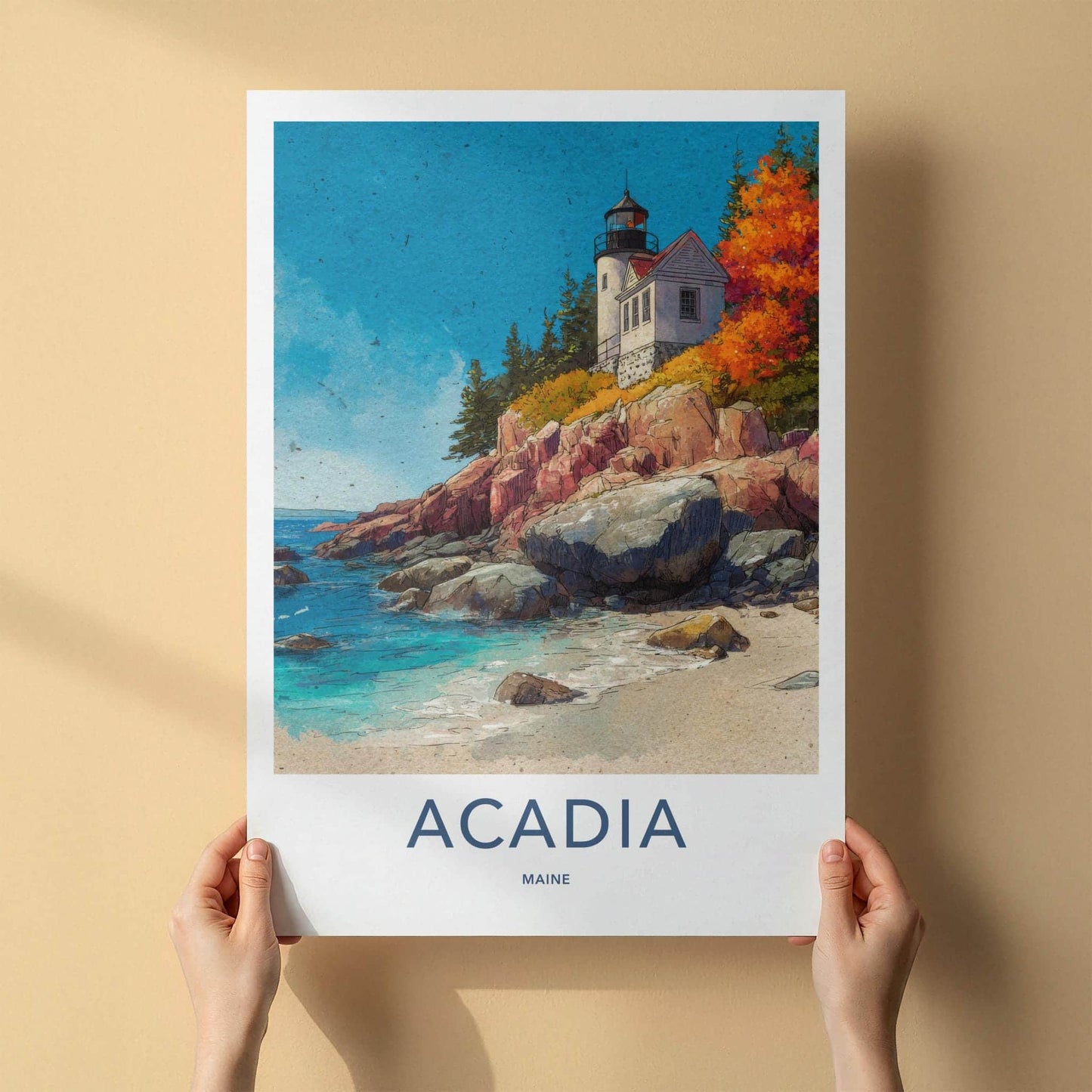 Acadia Poster - Maine Wall Art - Coast Rocks Gift