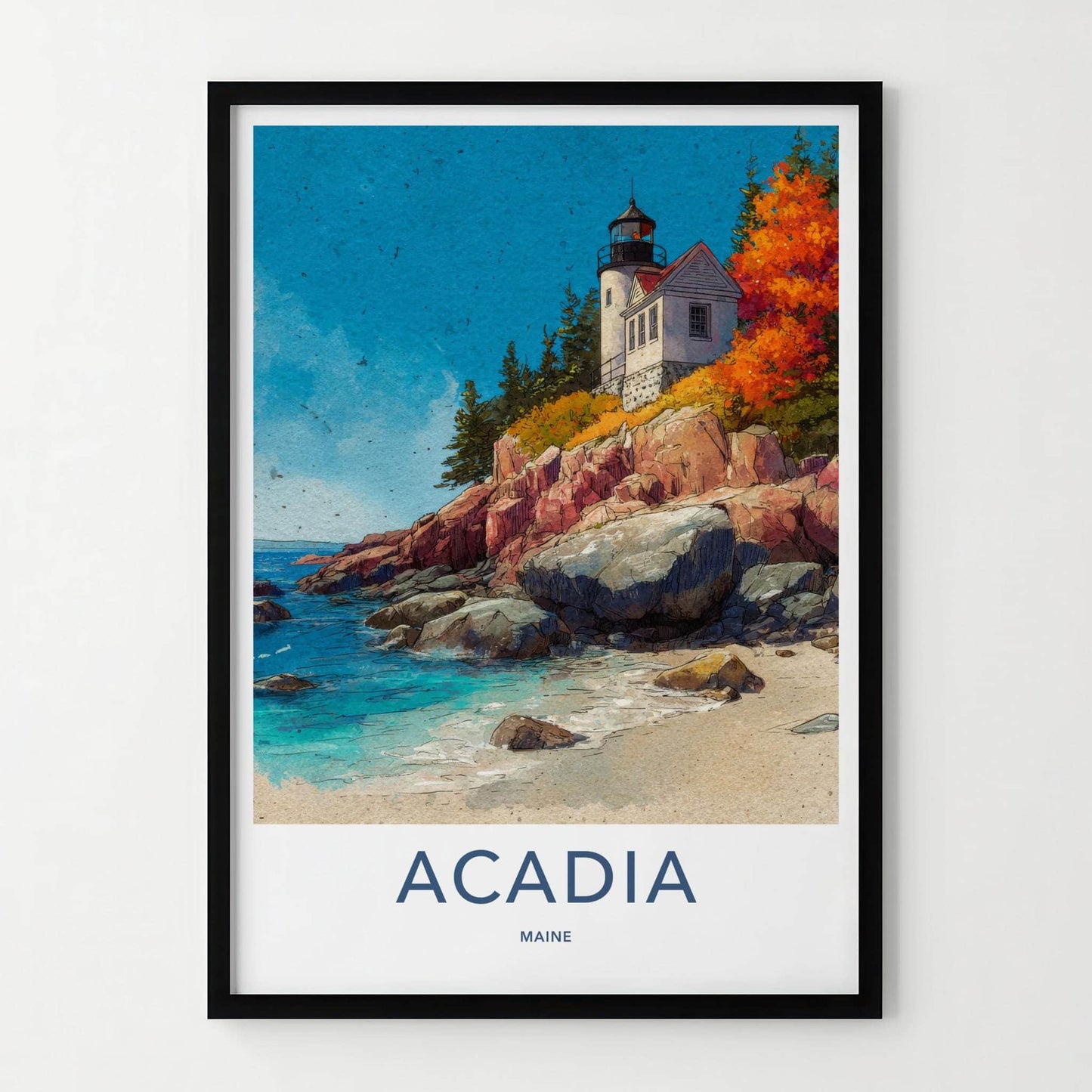 Acadia Poster - Maine Wall Art - Coast Rocks Gift
