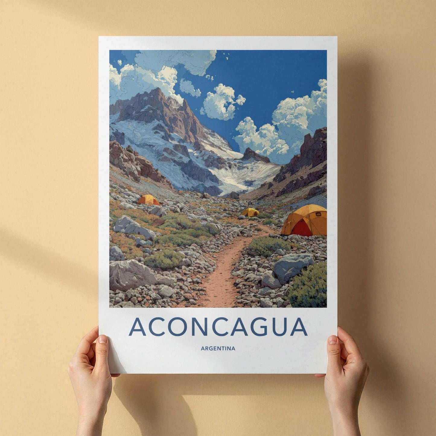 Aconcagua Poster - Argentina Scenic Art - High altitude trail Home Decor