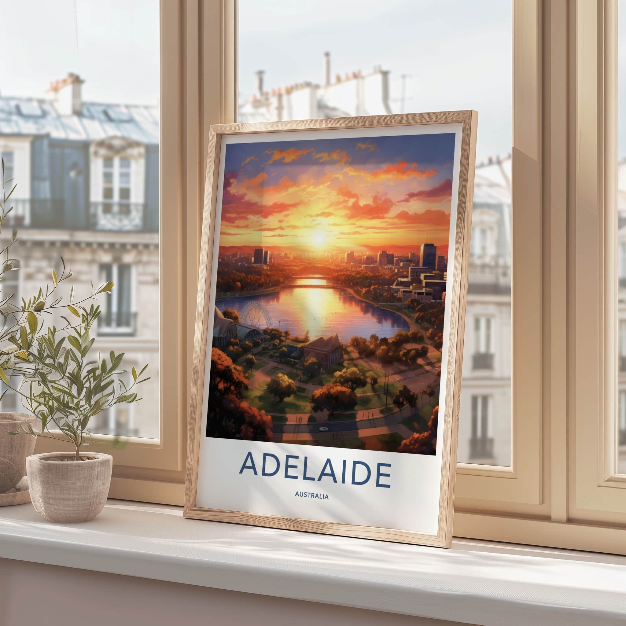 Adelaide Poster - Australia Framed Print - Reflecting Lake City Gallery Art