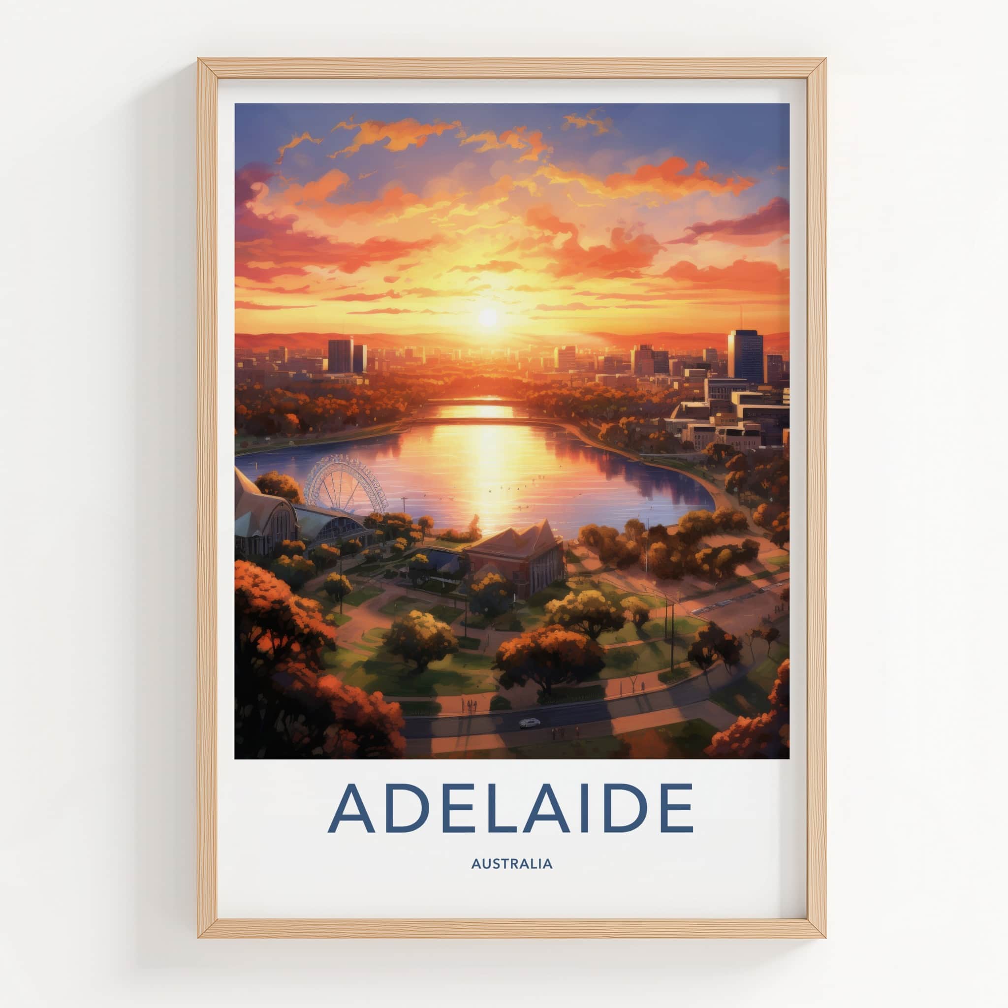 Adelaide Poster - Australia Framed Print - Reflecting Lake City Gallery Art