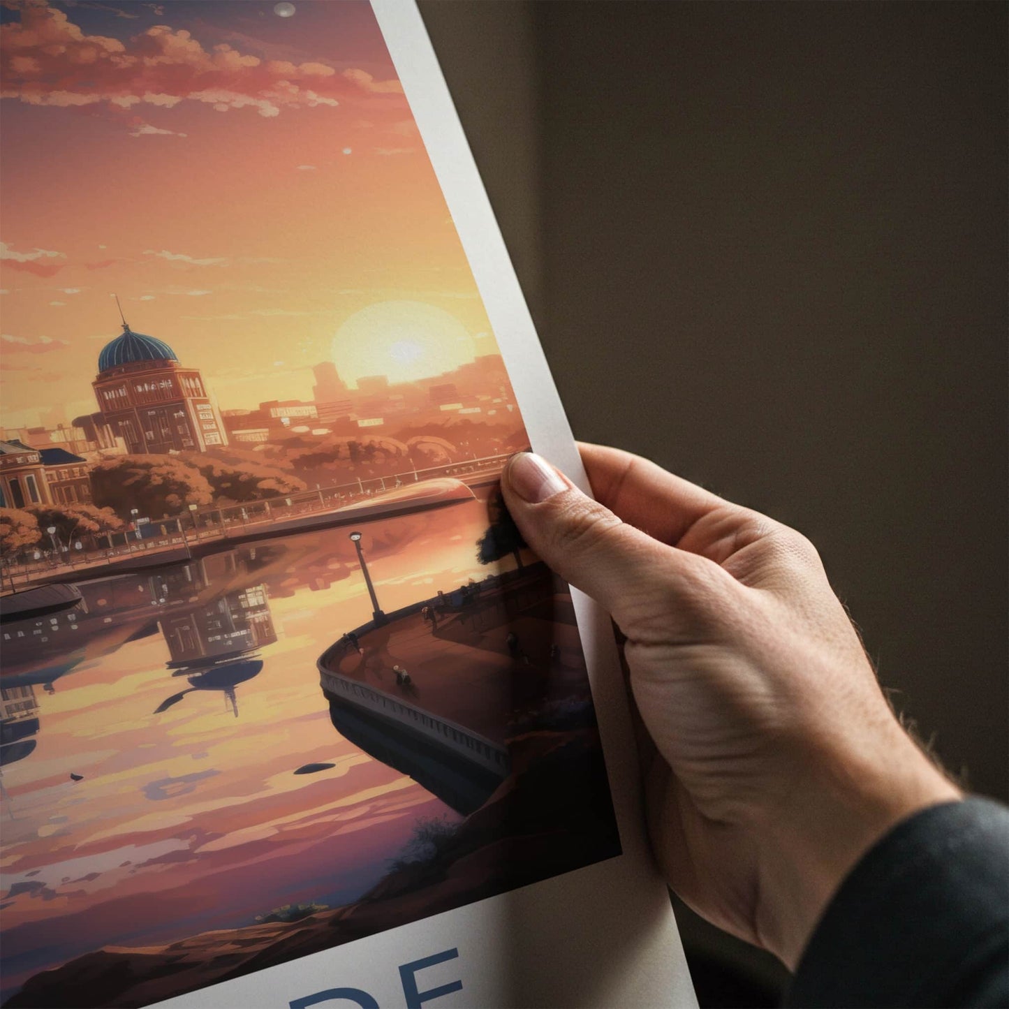 Adelaide Poster - Australia Travel Art - City Sunset Reflection Home Decor