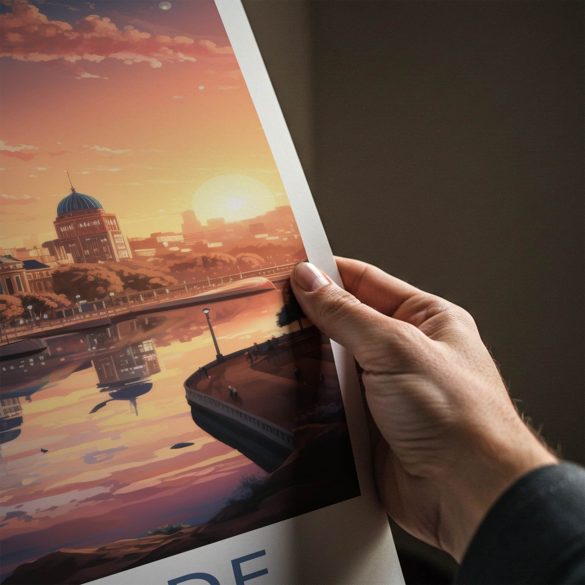 Adelaide Poster - Australia Travel Art - City Sunset Reflection Home Decor