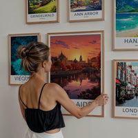 Adelaide Poster - Australia Travel Print - Riverfront City Sunset Wall Decor