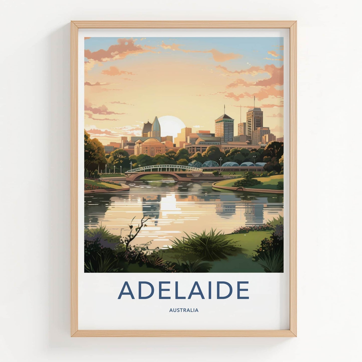 Adelaide Poster - Australia Wall Art - City River Sunset Home Decor