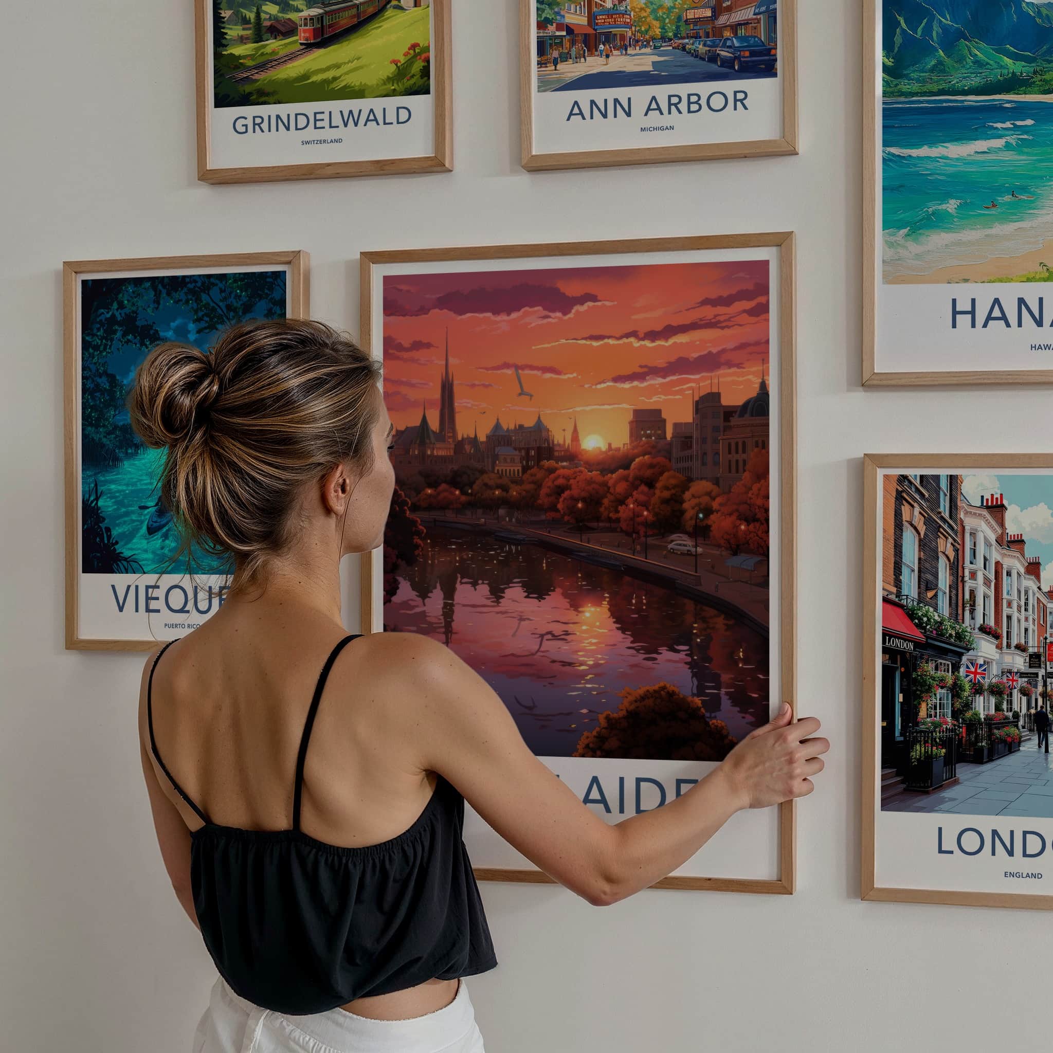 Adelaide Poster - Australia Wall Art - Vibrant City Sunset Home Decor
