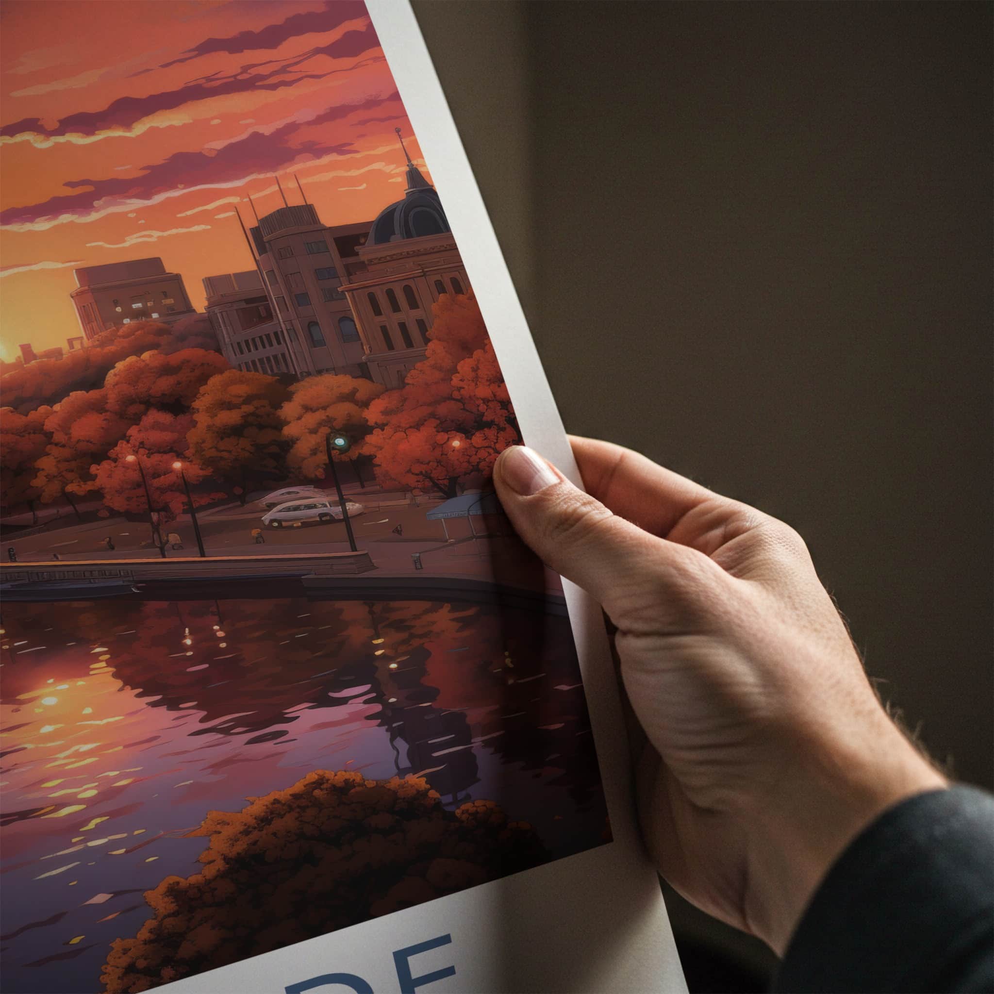 Adelaide Poster - Australia Wall Art - Vibrant City Sunset Home Decor