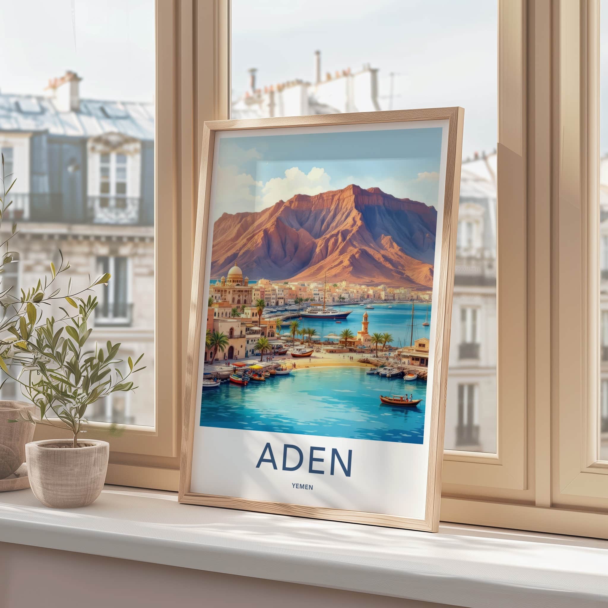 Aden Poster - Yemen Framed Print - Harbor City Mountains Framed Decor