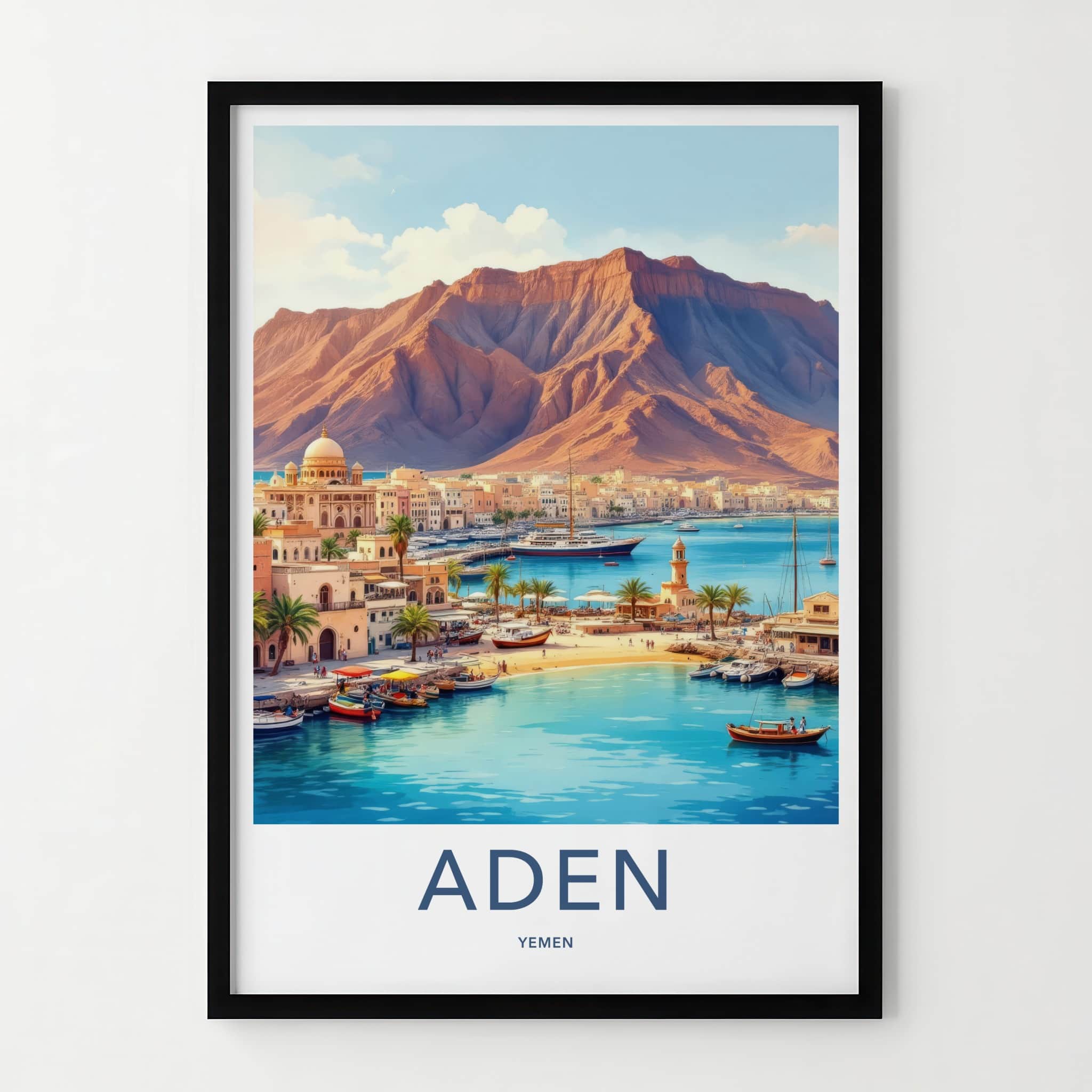 Aden Poster - Yemen Framed Print - Harbor City Mountains Framed Decor