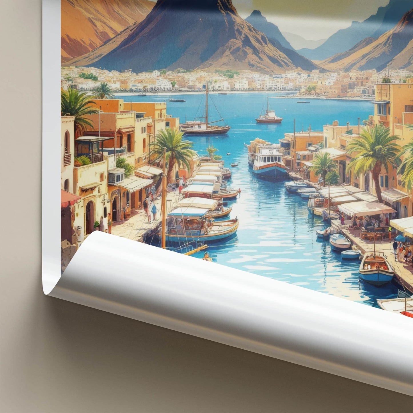 Aden Poster - Yemen Travel Art - Vibrant Boats Harbor Home Decor