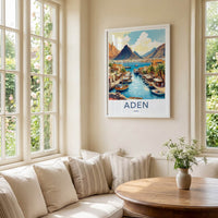 Aden Poster - Yemen Travel Art - Vibrant Boats Harbor Home Decor