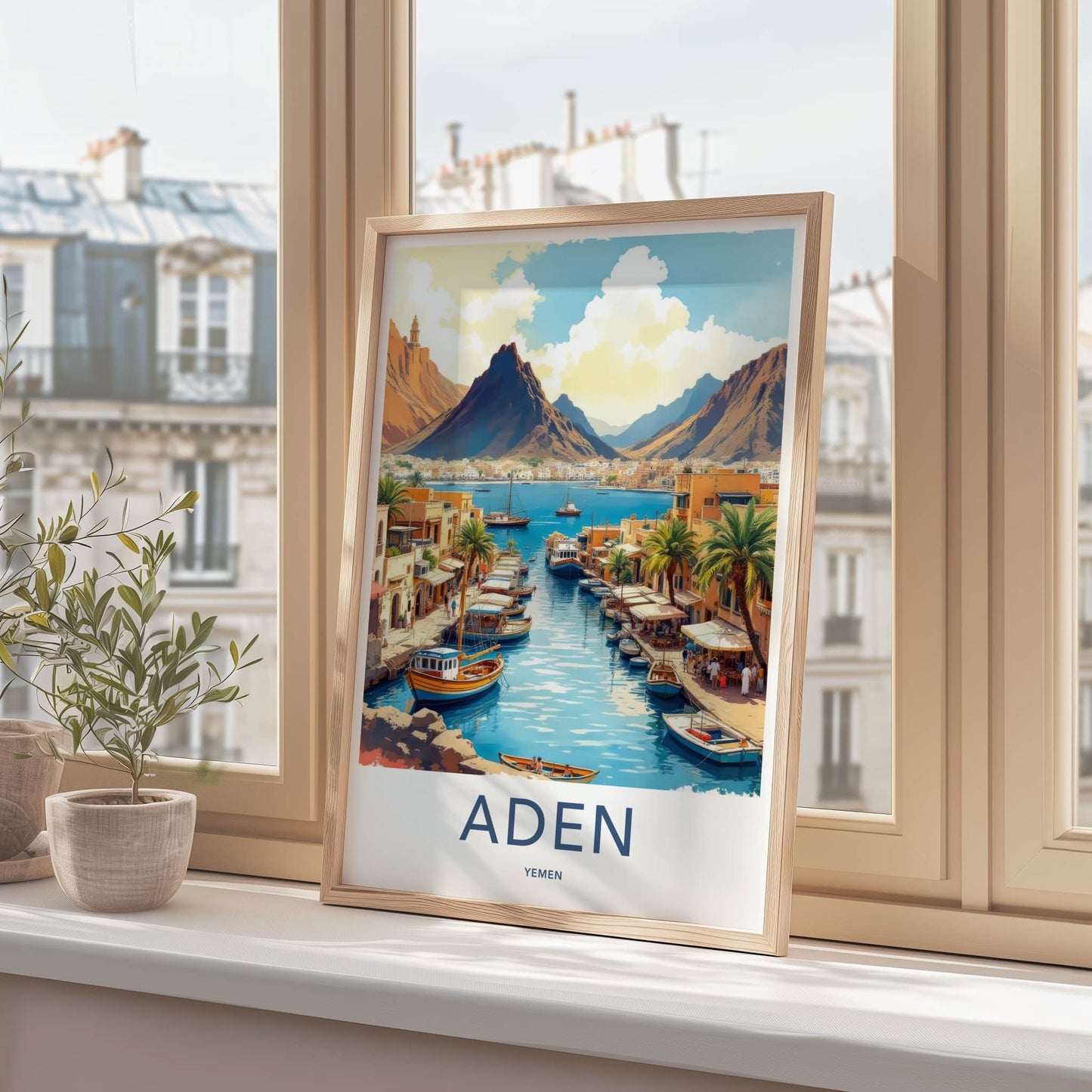 Aden Poster - Yemen Travel Art - Vibrant Boats Harbor Home Decor
