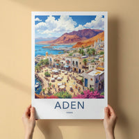 Aden Poster - Yemen Travel Art - Vibrant Coastal Town Home Decor