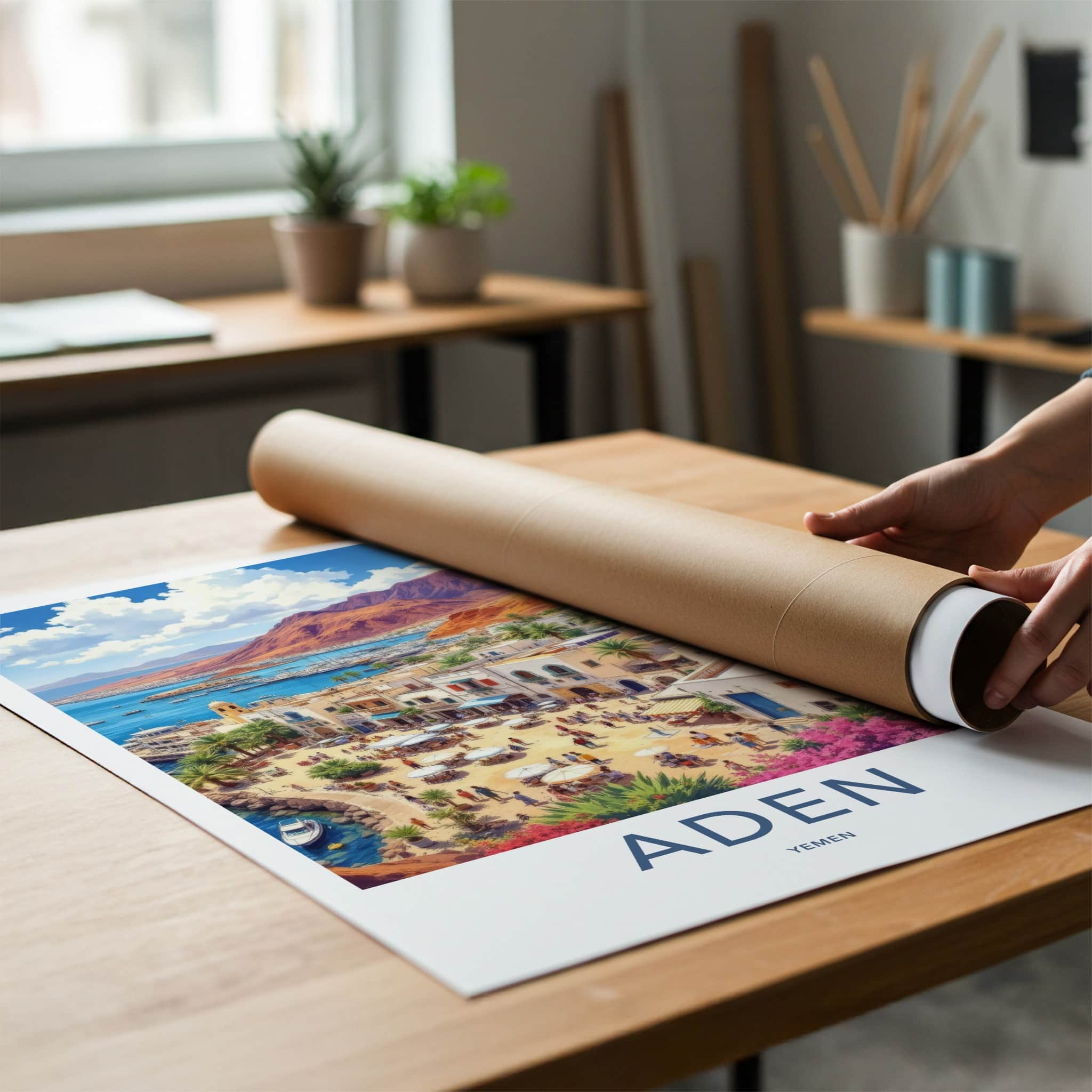 Aden Poster - Yemen Travel Art - Vibrant Coastal Town Home Decor