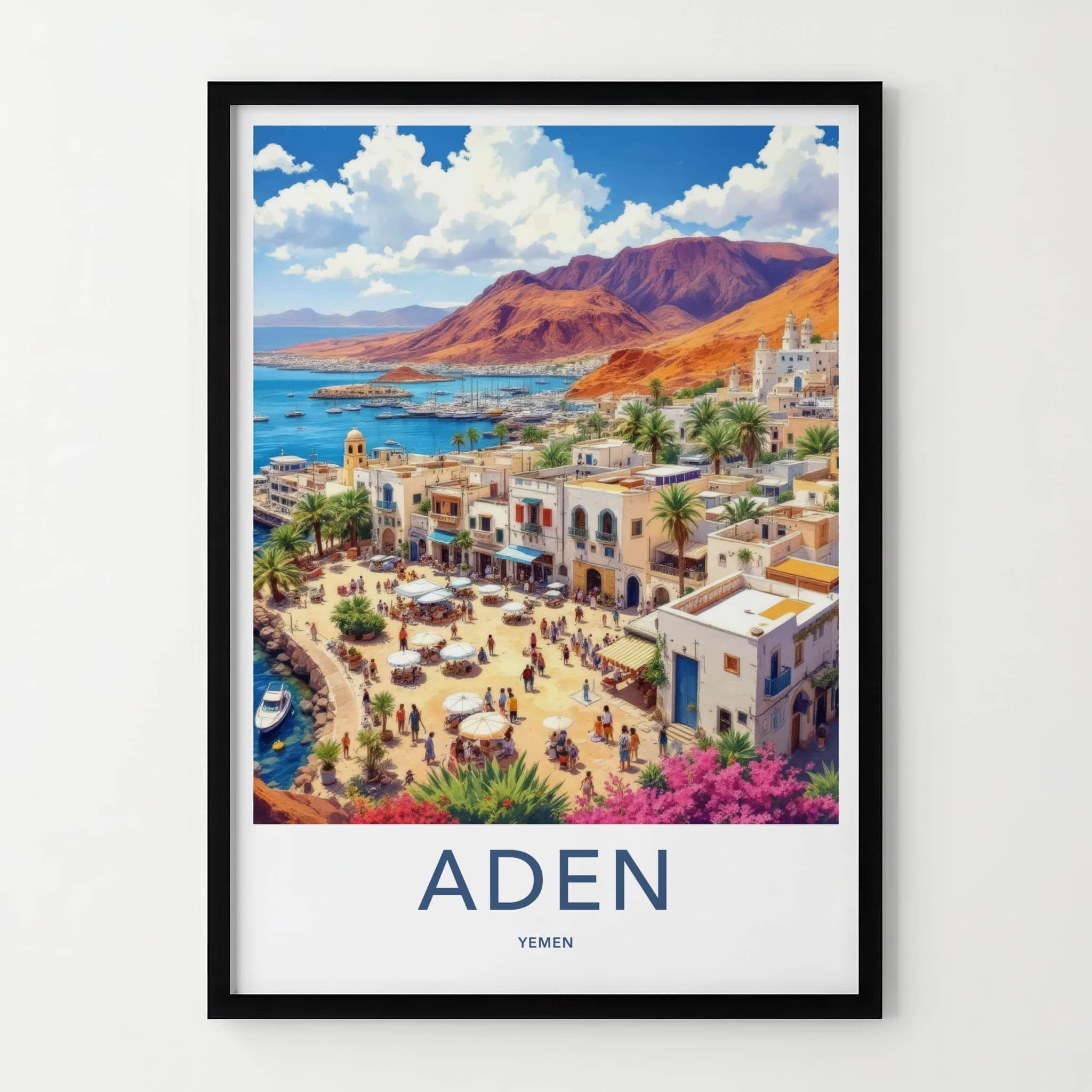 Aden Poster - Yemen Travel Art - Vibrant Coastal Town Home Decor