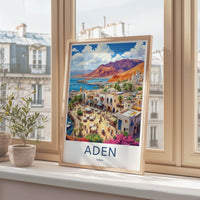 Aden Poster - Yemen Travel Art - Vibrant Coastal Town Home Decor