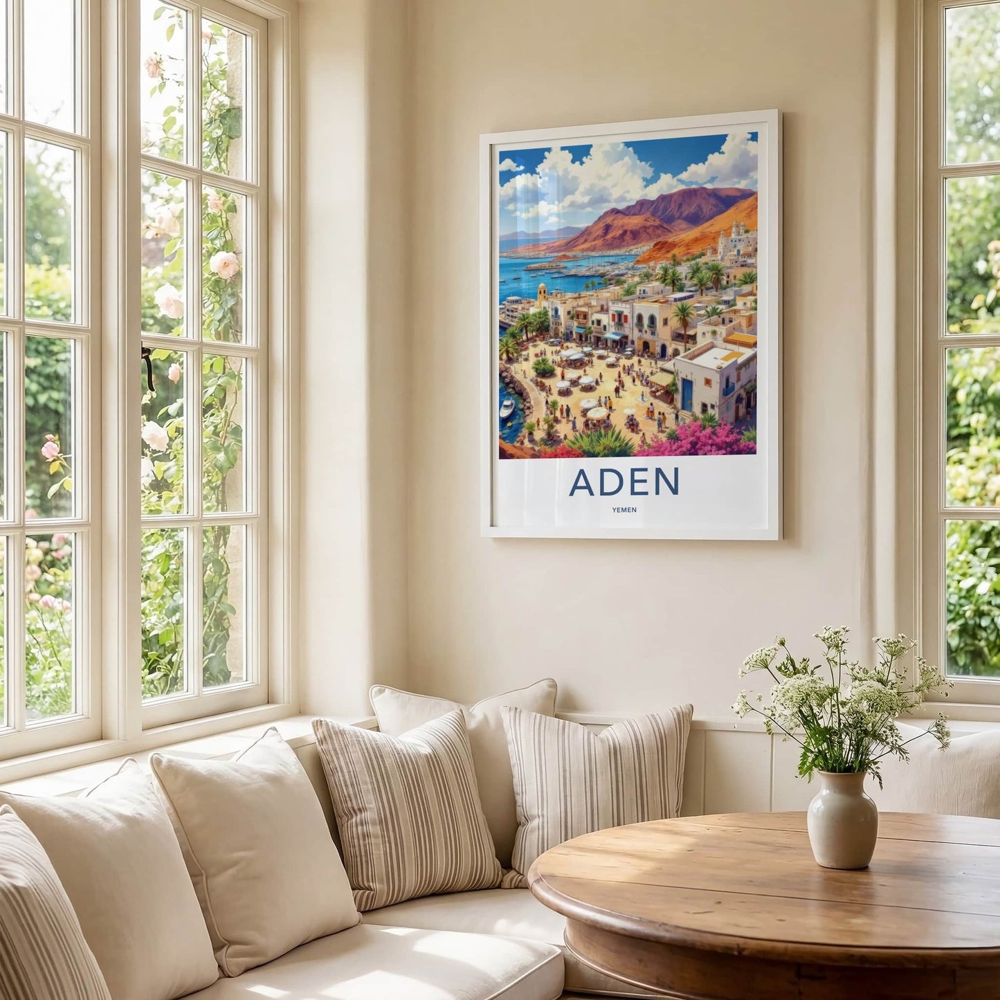 Aden Poster - Yemen Travel Art - Vibrant Coastal Town Home Decor
