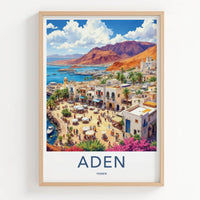 Aden Poster - Yemen Travel Art - Vibrant Coastal Town Home Decor